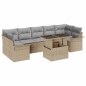 vidaXL Set da giardino 8 pezzi con cuscini beige in polyrattan