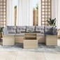 vidaXL Set da giardino 8 pezzi con cuscini beige in polyrattan