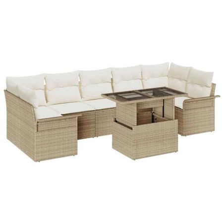 vidaXL Set divano da giardino 8 pezzi con cuscini beige in rattan sintetico