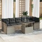vidaXL Set divano da giardino 8 pezzi con cuscini grigi in rattan sintetico