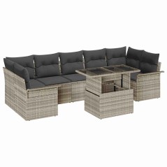 vidaXL Set divano da giardino 8 pezzi con cuscini grigi in rattan sintetico