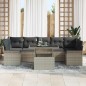 vidaXL Set divano da giardino 8 pezzi con cuscini grigi in rattan sintetico