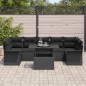 vidaXL Set da Giardino in 8 Pezzi con Cuscini in Rattan Sintetico Nero