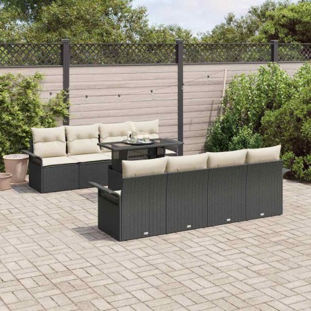 vidaXL Set di divani da giardino 9 pezzi in rattan sintetico nero