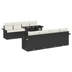 vidaXL Set di divani da giardino 9 pezzi in rattan sintetico nero