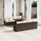 vidaXL Set di divani da giardino 9 pezzi con cuscini, Marrone, Rattan sintetico