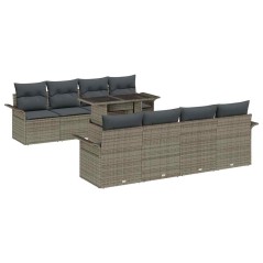 vidaXL Set di divani da giardino 7 pezzi con cuscini grigi in rattan sintetico.