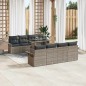 vidaXL Set di divani da giardino 7 pezzi con cuscini grigi in rattan sintetico.