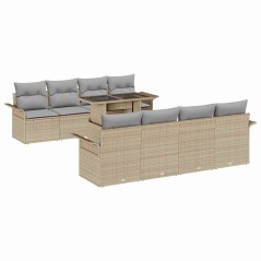 vidaXL Set di divani da giardino 7 pezzi con cuscini beige in poly rattan