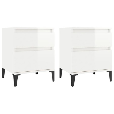 Comodini 2 pz in Bianco Lucido 40x35x50 cm