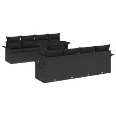 vidaXL Set da Giardino 9 Pezzi con Cuscini in Rattan Nero
