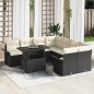 vidaXL Set di divani da giardino in rattan sintetico nero con 9 pezzi e cuscini