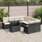 vidaXL Set di divani da giardino in rattan sintetico nero con 9 pezzi e cuscini