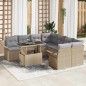 vidaXL Set di Sofà da Giardino 9 Pezzi con Cuscini Beige in Rattan Sintetico vidaXL Set di Sofà da Giardino 9 Pezzi con Cuscini Beige in Rattan Sintetico