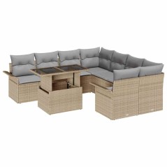 vidaXL Set di Sofà da Giardino 9 Pezzi con Cuscini Beige in Rattan Sintetico
