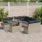 vidaXL Set giardino 9 pezzi con cuscini grigio chiaro in rattan