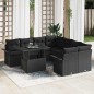 vidaXL Set di divano da giardino 9 pezzi in polyrattan nero con cuscini vidaXL Set di divano da giardino 9 pezzi in polyrattan nero con cuscini