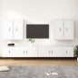 Set Mobili Porta TV 8pz Bianco in Legno Multistrato Set Mobili Porta TV 8pz Bianco in Legno Multistrato