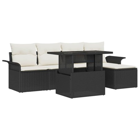 vidaXL Set di Sofà da Giardino 6 Pezzi con Cuscini Neri in Rattan Sintetico