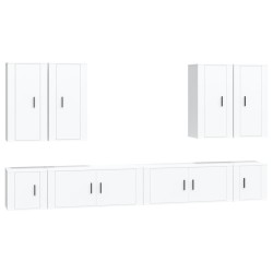 Set Mobili Porta TV 8pz Bianco in Legno Multistrato