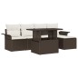 vidaXL Set di divani da giardino 6 pezzi con cuscini marrone in poly rattan