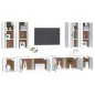 Set Mobili Porta TV 8pz Bianco in Legno Multistrato Set Mobili Porta TV 8pz Bianco in Legno Multistrato