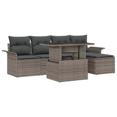 vidaXL Set di divani da giardino 6 pezzi con cuscini grigi in polirattan
