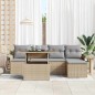 vidaXL Set divano da giardino 6 pezzi con cuscini beige in rattan polimerico.
