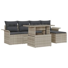 vidaXL Set di divani da giardino 6 pezzi con cuscini grigi in rattan sintetico
