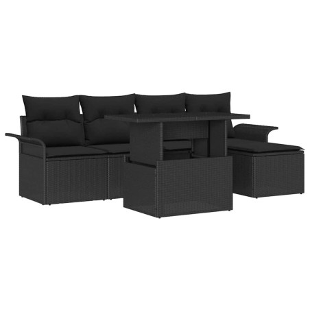 vidaXL Set da Giardino a 6 Pezzi con Cuscini in Rattan Nero di
