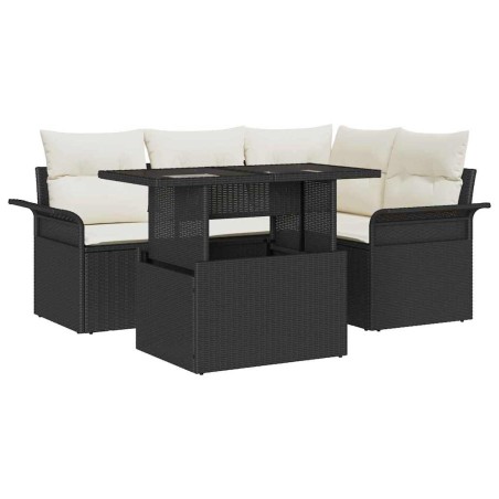 vidaXL Set da Giardino di 5 Pezzi con Cuscini Rattan Polietileno Nero