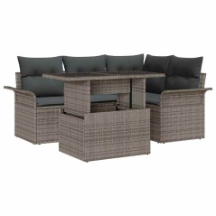 vidaXL Set di 5 Divani da Giardino con Cuscini Grigio Rattan Sintetico