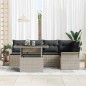 vidaXL Set di divani da giardino da 6 pezzi con cuscini grigio chiaro in polyrattan