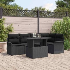 vidaXL Set di divani da giardino 6 pezzi con cuscini in rattan nero
