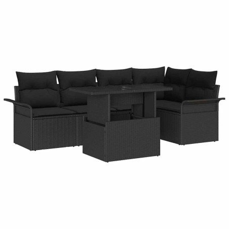 vidaXL Set di divani da giardino 6 pezzi con cuscini in rattan nero