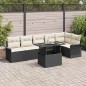 vidaXL Set Divani Giardino a 7 Pezzi con Cuscini Neri in Rattan Polietilene