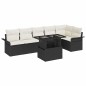 vidaXL Set Divani Giardino a 7 Pezzi con Cuscini Neri in Rattan Polietilene