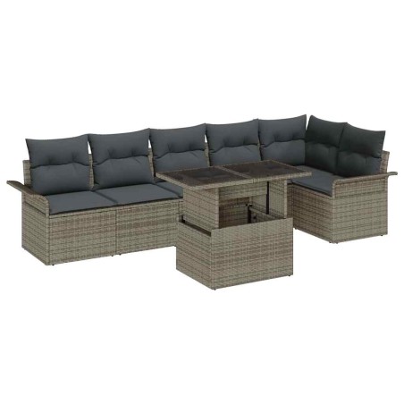 vidaXL Set Divani Giardino con Cuscini Grigio Polyrattan
