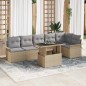 vidaXL Set di Divani da Giardino composto da 7 pezzi con cuscini Beige in Rattan Poli