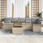 vidaXL Set di Divani da Giardino composto da 7 pezzi con cuscini Beige in Rattan Poli