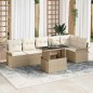 vidaXL Set di divani da giardino a 7 pezzi con cuscini beige in rattan poli
