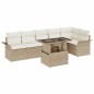 vidaXL Set di divani da giardino a 7 pezzi con cuscini beige in rattan poli