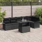 vidaXL Set di Divani da Giardino da 7 Pezzi con Cuscini Neri in Polyrattan