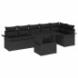 vidaXL Set di Divani da Giardino da 7 Pezzi con Cuscini Neri in Polyrattan