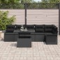 vidaXL Set di Divani da Giardino da 7 Pezzi con Cuscini Neri in Polyrattan