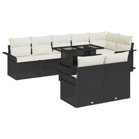 vidaXL Set di Divani da Giardino 9 Pezzi con Cuscini Neri in Rattan