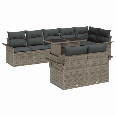 vidaXL Set Giardino 9 Pezzi con Cuscini Grigi in Rattan