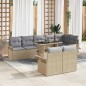 vidaXL Set da giardino 9 pezzi con cuscini in rattan sintetico beige