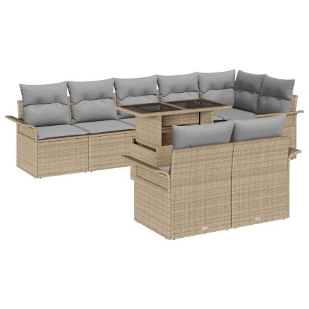 vidaXL Set da giardino 9 pezzi con cuscini in rattan sintetico beige