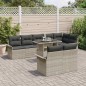 vidaXL Set di divano da giardino con 9 pezzi e cuscini, grigio chiaro in rattan